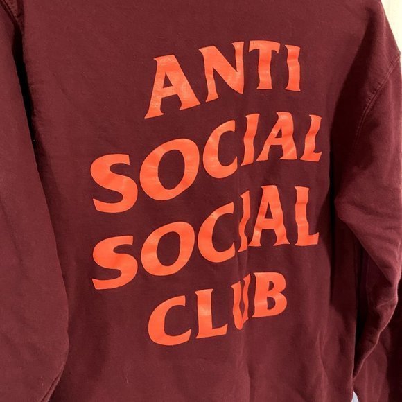 Anti Social Social Club Lost Feelies Maroon Hoodie Size Small - Picture 4 of 8